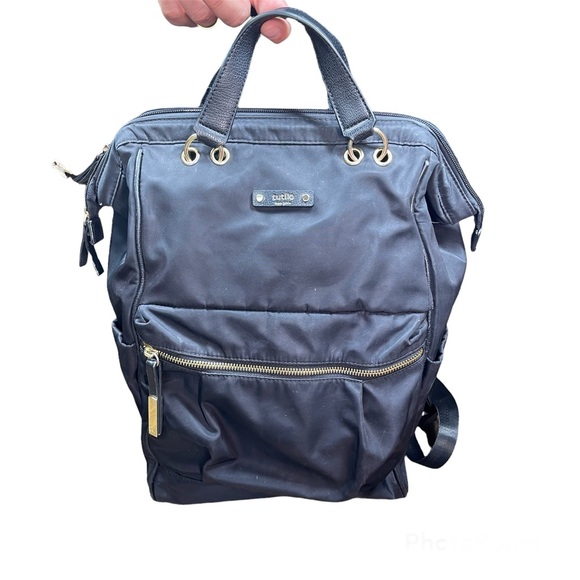⬇️ Tutilo Pivot Collection Black Nylon Backpack Handbag - Picture 1 of 8